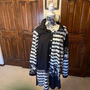 Black and White Striped Button-Up Shirt